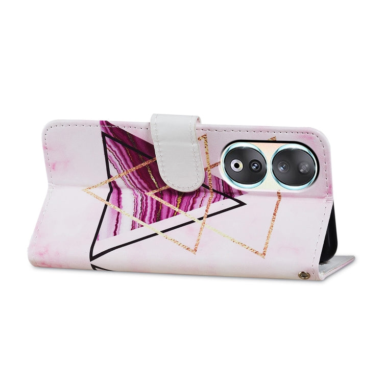 For Honor 90 Painted Pattern Horizontal Flip Leather Phone Case with wrist strap and card slots, showcasing its stylish design and functionality.